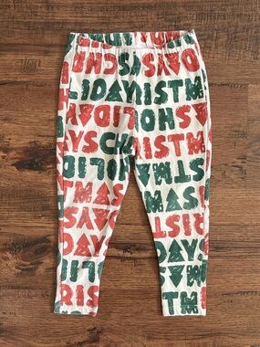 Zara Toddler Christmas Holiday Leggings ‘Tan Green Red’ (size 2T-3T)